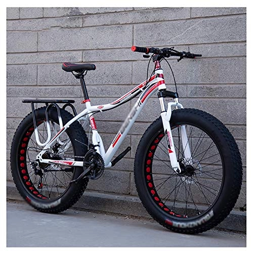 Mountain Bike : GAOTTINGSD Adult Mountain Bike Fat Tire Bike Adult Road Bikes Bicycle Beach Snowmobile Bicycles For Men Women (Color : Red, Size : 26in)