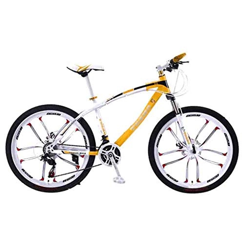 Mountain Bike : GAOTTINGSD Adult Mountain Bike MTB Bicycle Adult Mountain Bike Road Bicycles For Men And Women 24 / 26In Wheels Adjustable Speed Double Disc Brake (Color : Yellow-24in, Size : 21 Speed)
