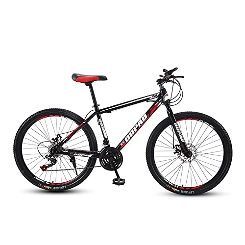Mountain Bike : GAOXQ 27.5 Wheels Mountain Bike Dual Disc Brakes 21 Speed Mens Bicycle Front Suspension MTB Red black