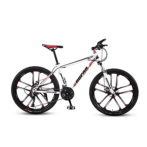 Mountain Bike : GAOXQ Mens and Womens Mountain Bike, 26-Inch Wheels, 21-Speed Shifters, Aluminum Frame, Front Suspension, a Black / Red White Red