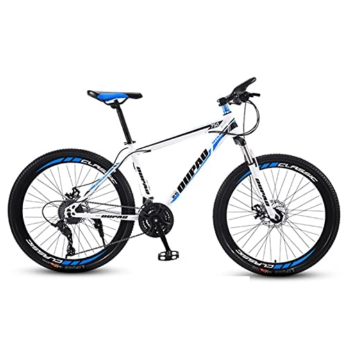Mountain Bike : GAOXQ Mens Mountain Bike, 29-Inch Wheels, Twist Shifters, 21-Speed Rear Derailleur, Front and Rear Disc Brakes, Multiple Colors White Blue