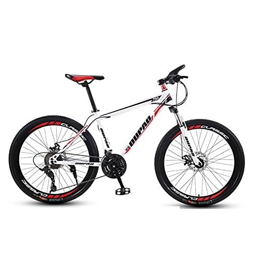 Mountain Bike : GAOXQ Mens Mountain Bike, 29-Inch Wheels, Twist Shifters, 21-Speed Rear Derailleur, Front and Rear Disc Brakes, Multiple Colors White Red