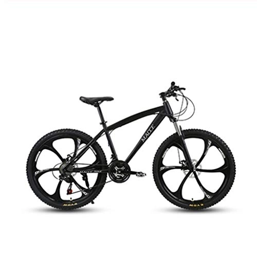 Mountain Bike : Gaoyanhang 26 Inch Mountain Bicycle 21 / 24 / 27 Speed Double Disc Brake Students One-Wheel Variable Speed Bicycle (Color : Black, Size : 21S)