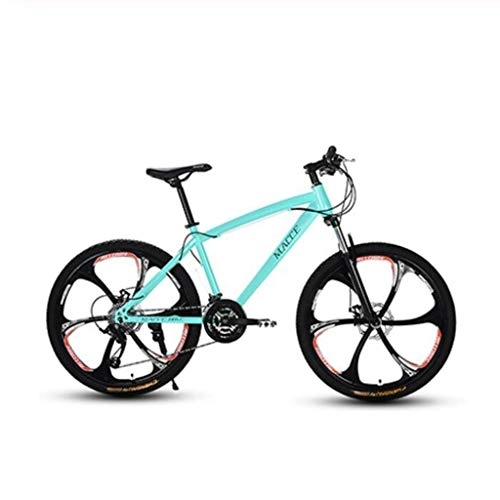 Mountain Bike : Gaoyanhang 26 Inch Mountain Bicycle 21 / 24 / 27 Speed Double Disc Brake Students One-Wheel Variable Speed Bicycle (Color : Green, Size : 24S)