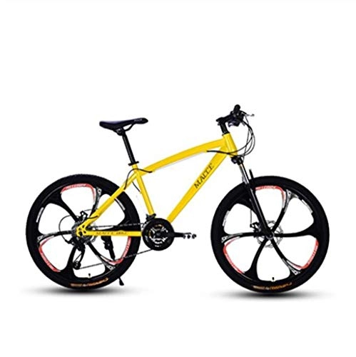 Mountain Bike : Gaoyanhang 26 Inch Mountain Bicycle 21 / 24 / 27 Speed Double Disc Brake Students One-Wheel Variable Speed Bicycle (Color : Yellow, Size : 24S)