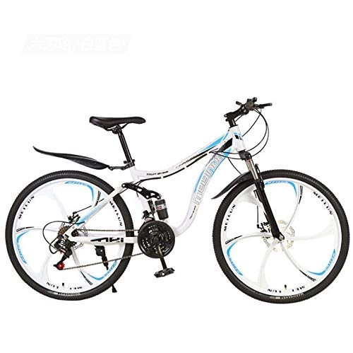 Mountain Bike : GASLIKE 26 Inch Mountain Bike Bicycle for Adults Men And Women, High-Carbon Steel Frame MTB Bikes, Full Suspension, Aluminum Alloy Wheels, Double Disc Brake, C, 27 speed