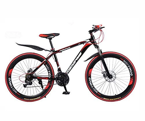 Mountain Bike : GASLIKE 26 Inch Mountain Bike, PVC And All Aluminum Pedals And Rubber Grip, High Carbon Steel And Aluminum Alloy Frame, Double Disc Brake, A, 24 speed