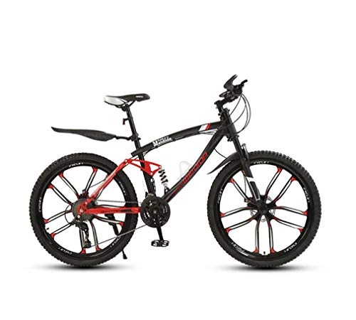 Mountain Bike : GASLIKE Adult Soft tail Mountain Bike, High-Carbon Steel Snow Bikes, Student Double Disc Brake City Bicycle, 24 Inch Magnesium Alloy Integrated Wheels, A, 30 speed
