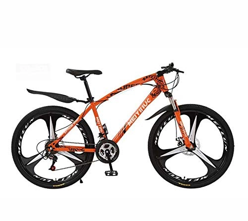 Mountain Bike : GASLIKE Mountain Bike Bicycle for Adult, High-Carbon Steel Frame, All Terrain Hardtail Mountain Bikes, Orange, 26 inch 27 speed