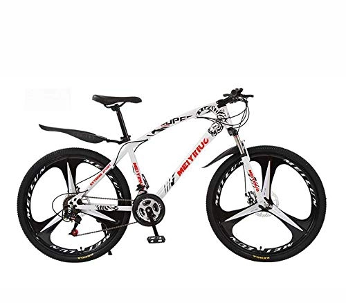 Mountain Bike : GASLIKE Mountain Bike Bicycle for Adult, High-Carbon Steel Frame, All Terrain Hardtail Mountain Bikes, White, 26 inch 21 speed