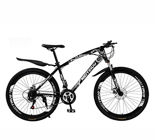Mountain Bike : GASLIKE Mountain Bike for Mens Womens, High Carbon Steel Frame, Spring Suspension Fork, Double Disc Brake, PVC Pedals And Rubber Grips, Black, 26 inch 24 speed