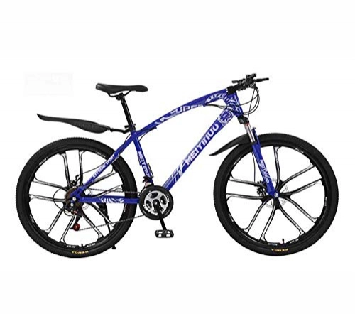 Mountain Bike : GASLIKE Mountain Bike for Mens Womens, PVC Pedals And Rubber Grips, High Carbon Steel Frame, Spring Suspension Fork, Double Disc Brake, Blue, 26 inch 21 speed