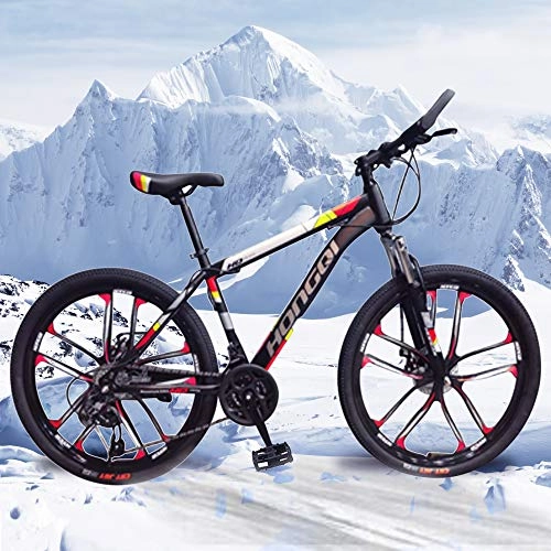 Mountain Bike : General Packaging 26-inch 21-Speed Men's Mountain Bike, High-Carbon Steel Hard-Tail Mountain Bike, Mountain Bike With Full Suspension Adjustable Seat (Red)