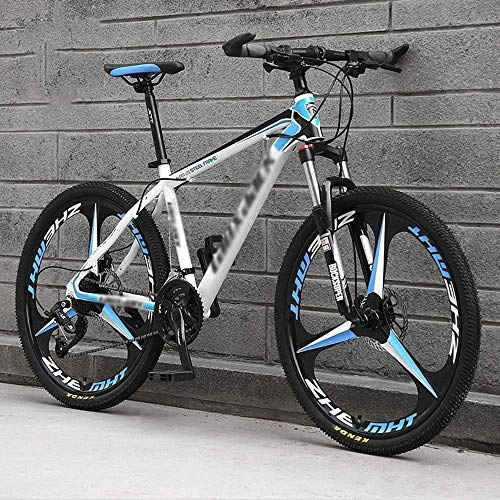 Mountain Bike : Giow Blue White Knight 26 Inch Cross-country Mountain Bike, High-carbon Steel Hardtail Mountain Bike, Mountain Bicycle With Front Suspension Adjustable Seat (Color : 21 speed)