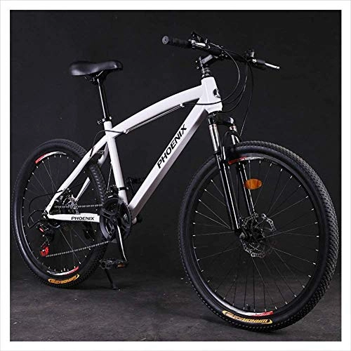 Mountain Bike : giyiohok Hardtail Mountain Trail Bike 24 Inch for Adults Women Girls Mountain Bicycle with Front Suspension & Mechanical Disc Brakes High Carbon Steel Frame-21 Speed_White