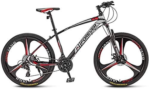 Mountain Bike : giyiohok Mountain Bike 27.5 Inch 3-Spoke Wheels Lock Front Fork Off-Road Bicycle Double Disc Brake 4 Speeds Available for Men Women-Black Red_30 speed