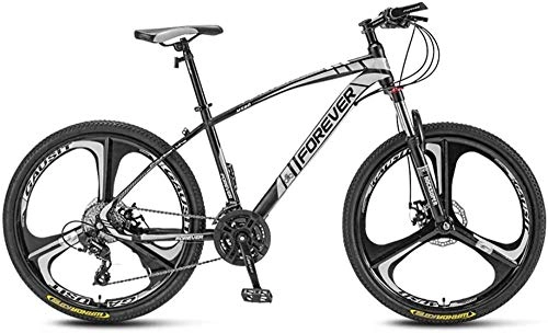 Mountain Bike : giyiohok Mountain Bikes 24 Inches 3-Spoke Wheels Off-Road Road Bicycles High-Carbon Steel Frame Shock-Absorbing Front Fork Double Disc Brake-Black White_24 speed