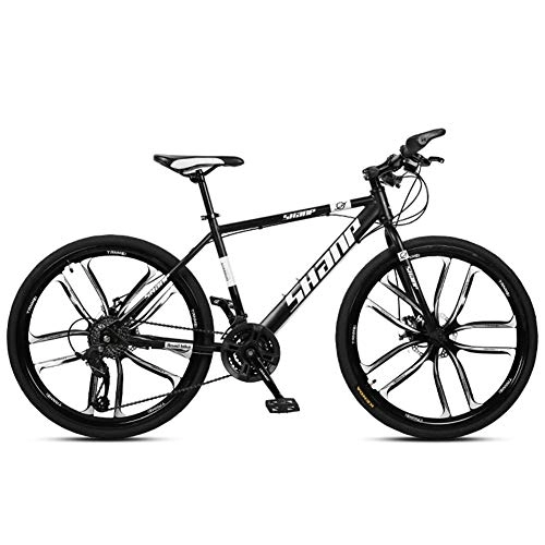 Mountain Bike : GJZM 26 Inch Mountain Bikes, Men's Dual Disc Brake Hardtail Mountain Bike, Bicycle Adjustable Seat, High-carbon Steel Frame, 21 Speed, White 6 Spoke