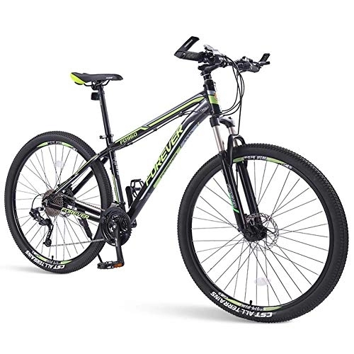 Mountain Bike : GJZM Mens Mountain Bikes, 33-Speed Hardtail Mountain Bike, Dual Disc Brake Aluminum Frame, Mountain Bicycle with Front Suspension, Green, 29 Inch