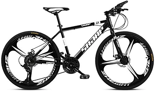 Mountain Bike : GMZTT Unisex Bicycle 26 Inch Mountain Bicycle, Double Disc Brake / High-Carbon Steel Frame Bikes, Beach Snowmobile Bicycle, Aluminum Alloy Wheels, Black, 21 speed