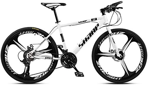 Mountain Bike : GMZTT Unisex Bicycle 26 Inch Mountain Bicycle, Double Disc Brake / High-Carbon Steel Frame Bikes, Beach Snowmobile Bicycle, Aluminum Alloy Wheels, White, 24 speed