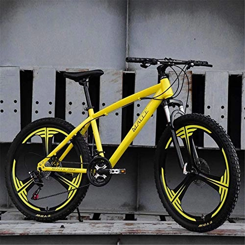 Mountain Bike : GMZTT Unisex Bicycle Adult Mountain Bicycle, Beach Snowmobile Bicycle, Double Disc Brake Bicycles, Aluminum Alloy Wheels 24 Inch, Man Woman General Purpose (Color : Yellow, Size : 27 speed)