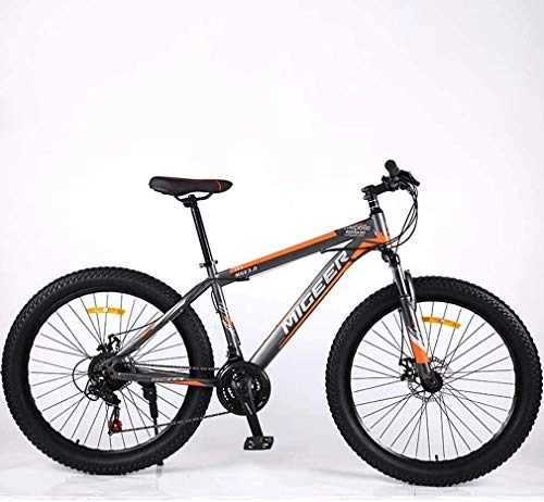 Mountain Bike : GMZTT Unisex Bicycle Mens 26 Inch Mountain Bicycle, Double Disc Brake Adult Mountain Bikes, Juvenile Student City Road Racing Bicycle, 3.0 Wide Wheels 21 speed Bicycle (Color : F)