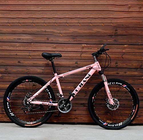 Mountain Bike : GMZTT Unisex Bicycle Mens Adult Mountain Bicycle, Double Disc Brake Off-Road Snow Bikes, Juvenile Student City Road Racing Bicycle, 26 Inch Wheels Beach Bicycle (Color : Pink, Size : 24 speed)