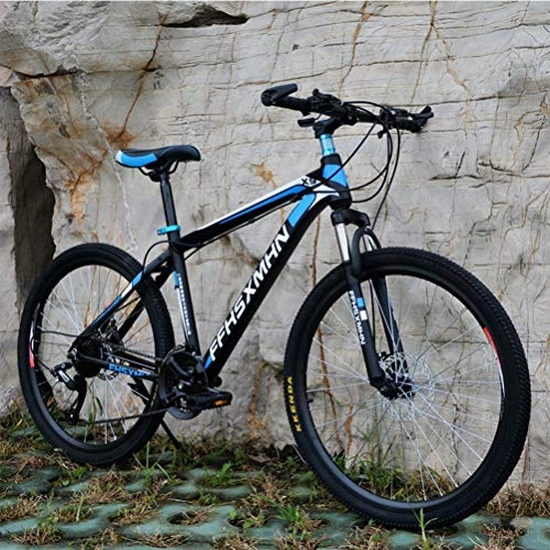 Mountain Bike : GOLDGOD 21 Speed Double Suspension Mountain Bike, High Carbon Steel Frame Mtb Bicycle with Double Disc Brakes And Height Adjustable Seat Mountain Bike, 24 inch