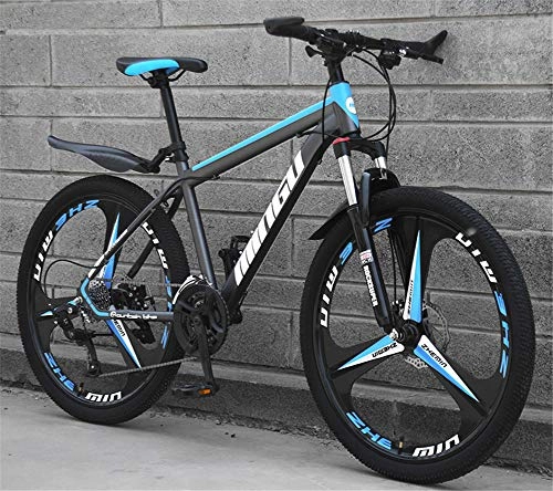 Mountain Bike : GOLDGOD Hardtail Mountain Bike, 21-Speed High-Carbon Steel Student Outdoors Bikes 26Inch Adult Mountain Bikes with Front Suspension Adjustable Seat, Black Blue, 26inch