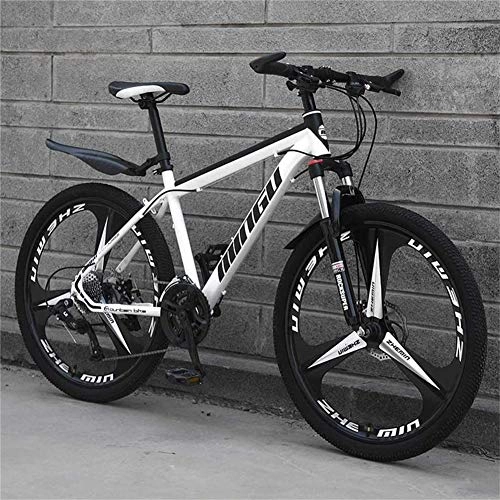 Mountain Bike : GOLDGOD Hardtail Mountain Bike, 21-Speed High-Carbon Steel Student Outdoors Bikes 26Inch Adult Mountain Bikes with Front Suspension Adjustable Seat, White Black, 26inch
