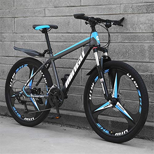 Mountain Bike : GOLDGOD Men's Mountain Bikes, 21 Speed Mountain Bicycle with Adjustable Seat 26 Inch High-Carbon Steel Front Suspension MTB Country Gear Shift Bicycle, Black Blue