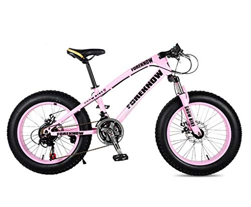Mountain Bike : GPAN 26 Inch Mountain Bicycle Bike MTB Super Wide Tire Adjustable Height Front rear disc brakes 24 Speed, Pink