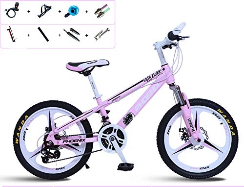 Mountain Bike : GPAN Bike Mountain Kid Child Bike Bicycle, 20" / 22", 21 Speed, Adjustable Height, Front rear disc brakes, 3-Spoke Wheels, MTB for student, Red, 20