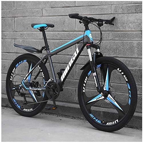 Mountain Bike : GQQ 26 inch Mountain Bike Disc Brakes Hardtail MTB, Variable Speed Bicycle Hybrid Bike Men Bike Girls Bike, Full Suspension Mountain Bike, 27 Speed, Black Red 6 Spoke, 21 Speed