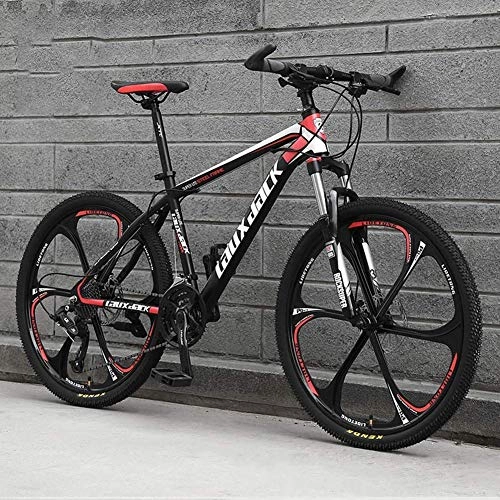 Mountain Bike : GQQ 26"Mountain Bike for Adults, 21 / 24 / 27 / 30-Gear High Carbon Steel Full Suspension Frames, Variable Speed Bicycle Suspension Forks, Disc Brake Hardtail, B2, 24 Speeds, A1