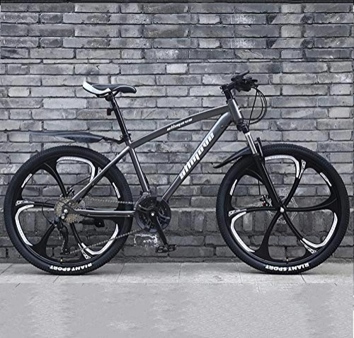 Mountain Bike : GQQ Mountain Bike, 24 inch Mountain Bike Double Disc Brake, Adult MTB, Hardtail Bicycle Thickened Carbon Steel Frame 6 Cutters Wheel, 21 Speed