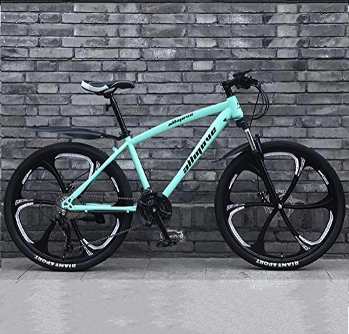Mountain Bike : GQQ Mountain Bike, 24 inch Mountain Bike Double Disc Brake, Adult MTB, Hardtail Bicycle Thickened Carbon Steel Frame 6 Cutters Wheel, 24 Speed