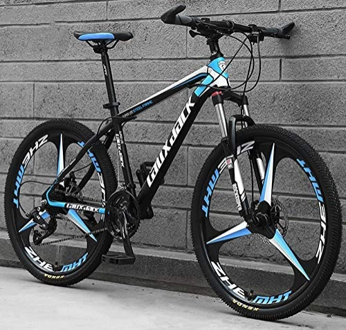 Mountain Bike : GQQ Mountain Bike, 24 inch Mountain Bikes High Carbon Steel Frame Young Students Road Bicycle Racing Suspension Fork Dual Disc Brake Bicycles, 27 Speed