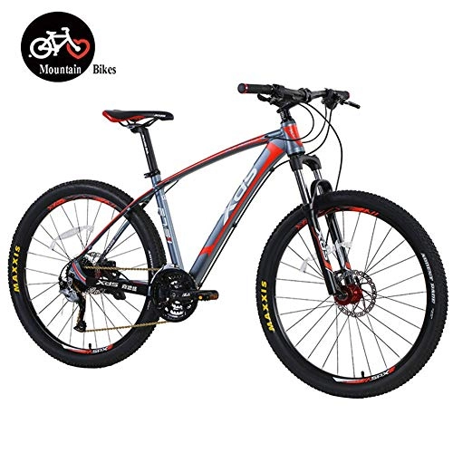Mountain Bike : GQQ Mountain Bike, 27.5-Inch Mountain Bikes Adult 27-Speed Hardtail Mountain Bike Aluminum Frame Women's / Men's Dual Disc Brake Mountain Trail Bike, Red