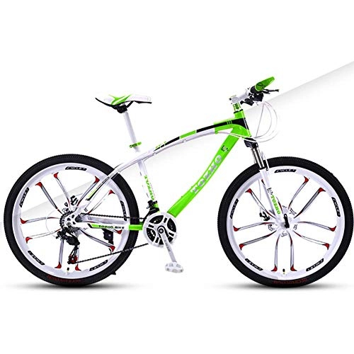 Mountain Bike : GQQ Mountain Bike, 27-Speed All-Terrain Mountain Bike 26 inch Wheel Men's Bicycle High Carbon Steel Frame Double Disc Brake MTB, Green
