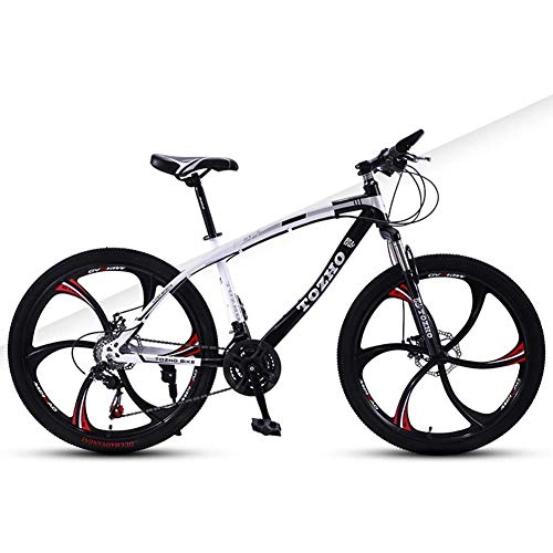 Mountain Bike : GQQ Mountain Bike, 30 Speed Child Mountain Bike Double Disc Brake Bicycle Front Suspension High Carbon Steel MTB 24 inch Wheel, Black