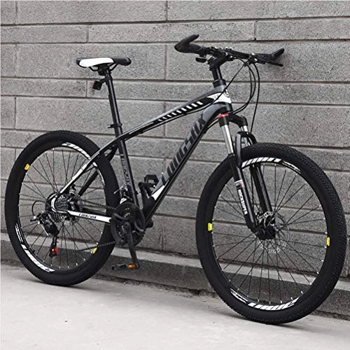 Mountain Bike : GQQ Mountain Bike, Front Suspension Mountain Bike Carbon Steel Fram Unisex Road Bike Front+Rear Mudgard 24 inch Wheels, 24 Speed