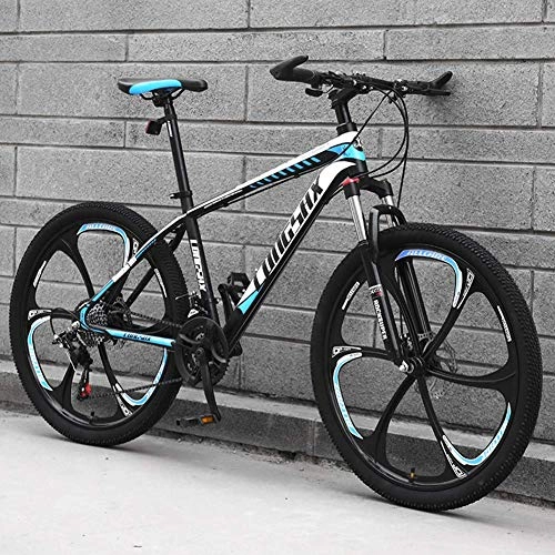 Mountain Bike : GQQ Mountain Bike, Mountain Bike Bicycle, 26 inch High Carbon Steel Off-Road Bike Full Suspension Bikes, Men's Womens Dual Disc Brake, 27 Speed
