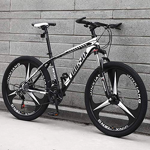 Mountain Bike : GQQ Mountain Bike, Unisex Mountain Bike 24 inch Wheels Disc Brake Carbon Steel Fram Shock Absorber Bicycle Student Variable Speed Road Bike, White, 30 Speed