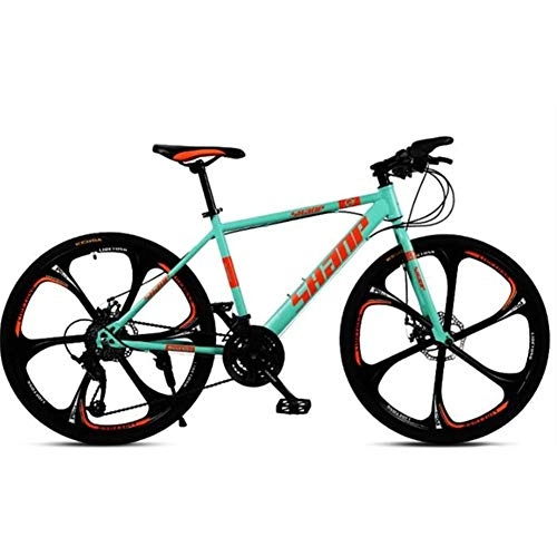 Mountain Bike : GQQ Mountain Bike, Unisex Outroad Mountain Bikes All-Terrain Dual Disc Brake Mountain Bike 24 inch Spoke Wheels Bike, 21 Speed
