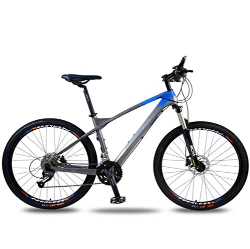 Mountain Bike : GQQ Road Bicycle 26 inch 27 Speed Mountain Bike, Sports Leisure Men and Women City Hardtail Bicycle, Gray Blue