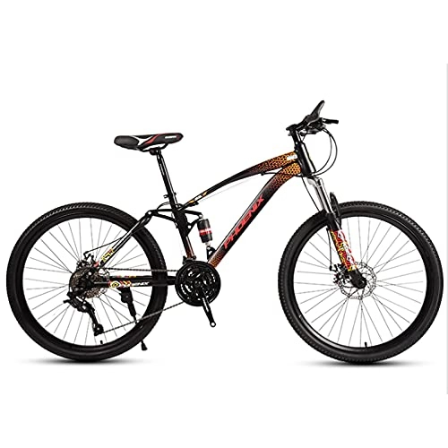 Mountain Bike : GREAT 24 / 26 Inch Mountain Bikes, Bicycles High Carbon Steel Frame With Disc Brake Outdoor Sports Commuter Bike Double Shock-absorbing Youth Student(Size:24 inches, Color:Orange)