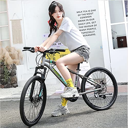 Mountain Bike : GREAT 24-Inch Mountain Bicycle Bike, Dual Disc Brakes Road Bikes Aluminum Alloy Frame Suitable For People With A Height Of 130-170cm（Adjustable Height Bicycle Seat）(Color:Gray)