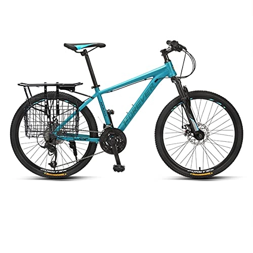 Mountain Bike : GREAT 26” / 24” Mountain Bike, Student Bicycle With Storage Basket Aluminum Alloy Frame Dual Disc Brakes Road Bikes 27 Speed Commuter Bike(Size:24 inches, Color:Blue)